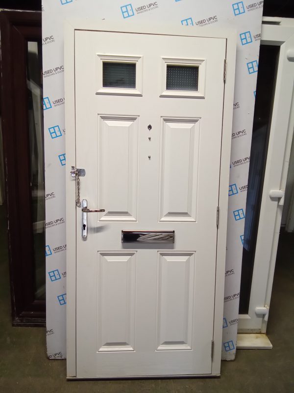 Used red composite front fire door 920mm x 2000mm 0242 - Image 3