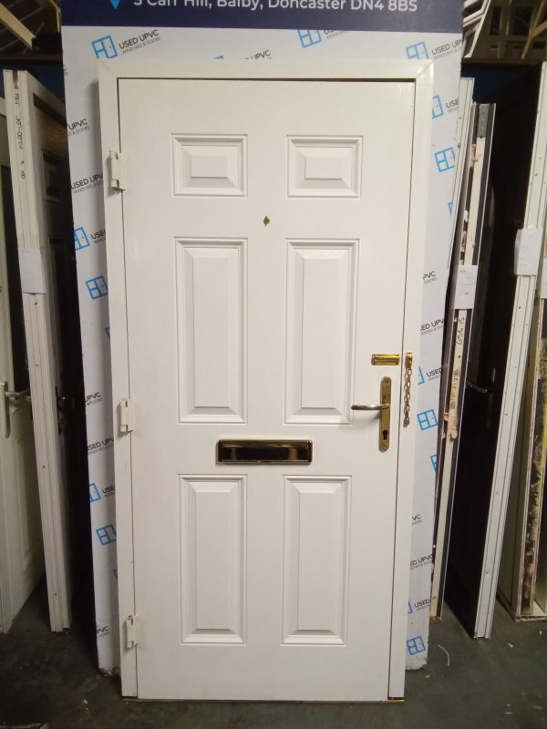 Used dark green on white composite front door 980mm x 2080mm 0671 - Image 2