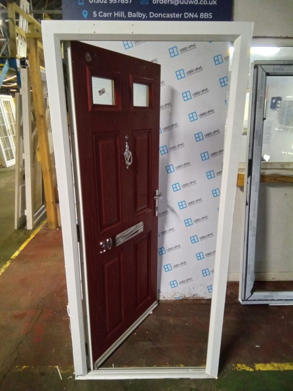 Used Red Composite Front Fire Door 895mm x 1960mm 0108 - Image 5