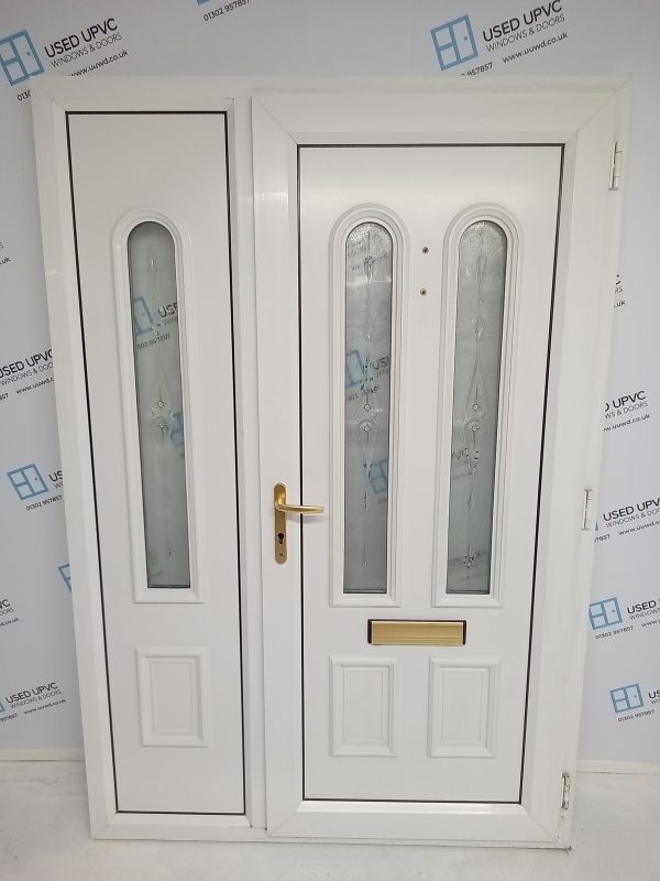 Used White Upvc Front Door And Side Panel 1405mm x 2075mm DS010 - Image 2