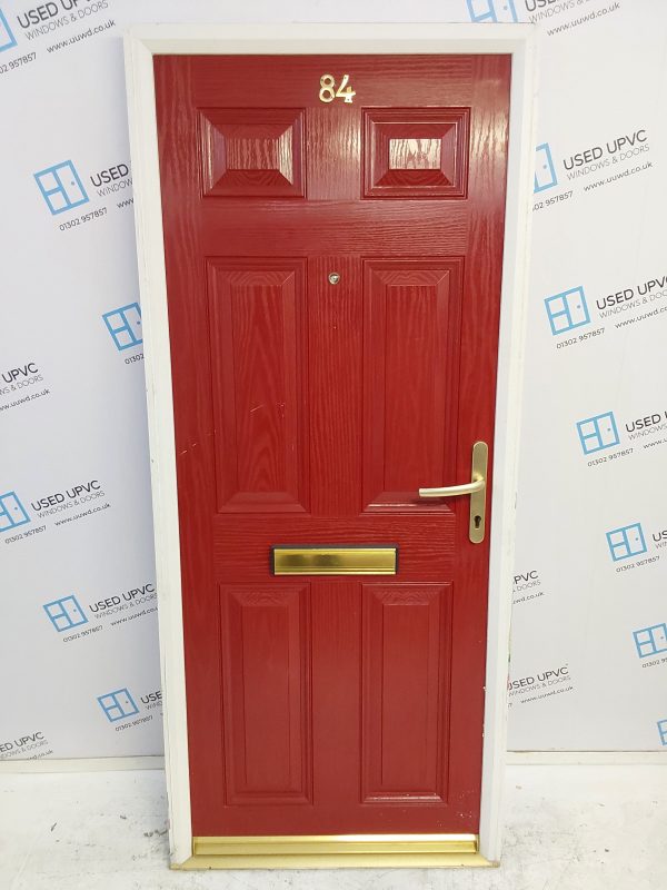 Used Red Composite Front Door 840mm x 1960mm 0387