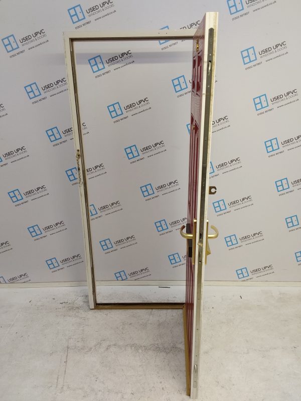 Used Red Composite Front Door 840mm x 1960mm 0387 - Image 3