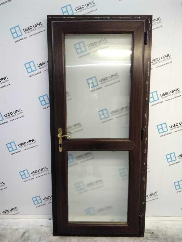 Used Rosewood Upvc Back Door 900mm x 2065mm (Reduce To 880mm x 2065mm) 0712 - Image 2