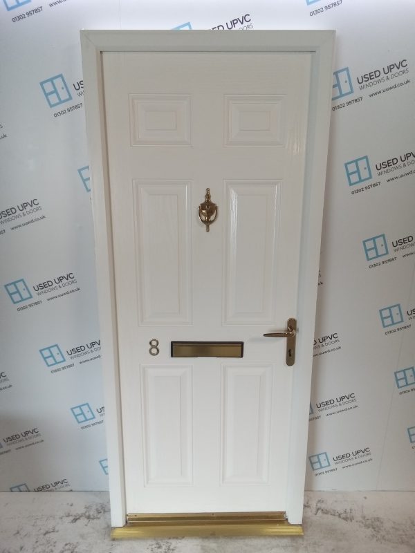 Used White Composite Front Door 875mm x 2060mm C11D20