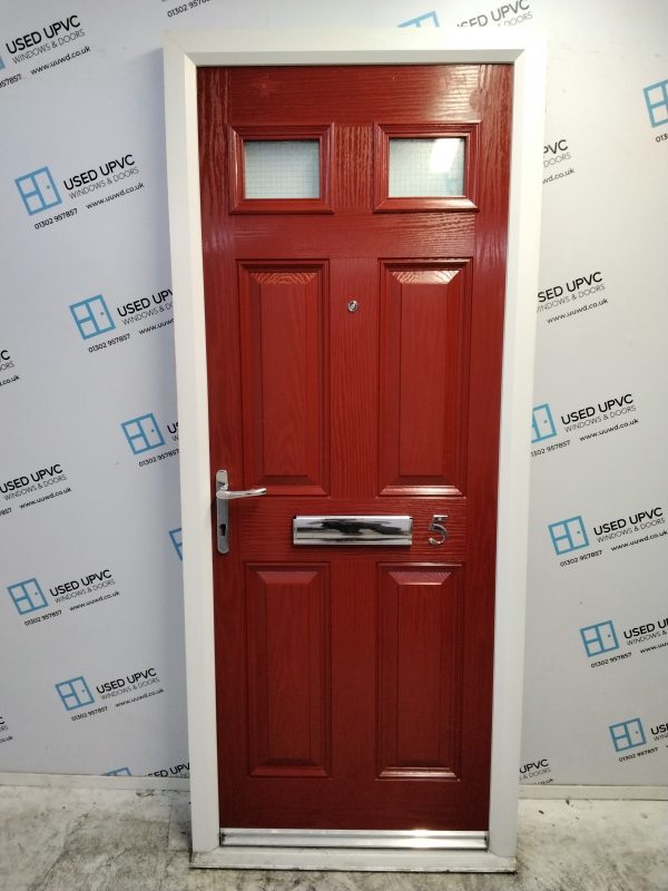 Used Red Composite Front Door 870mm x 2085mm 0779