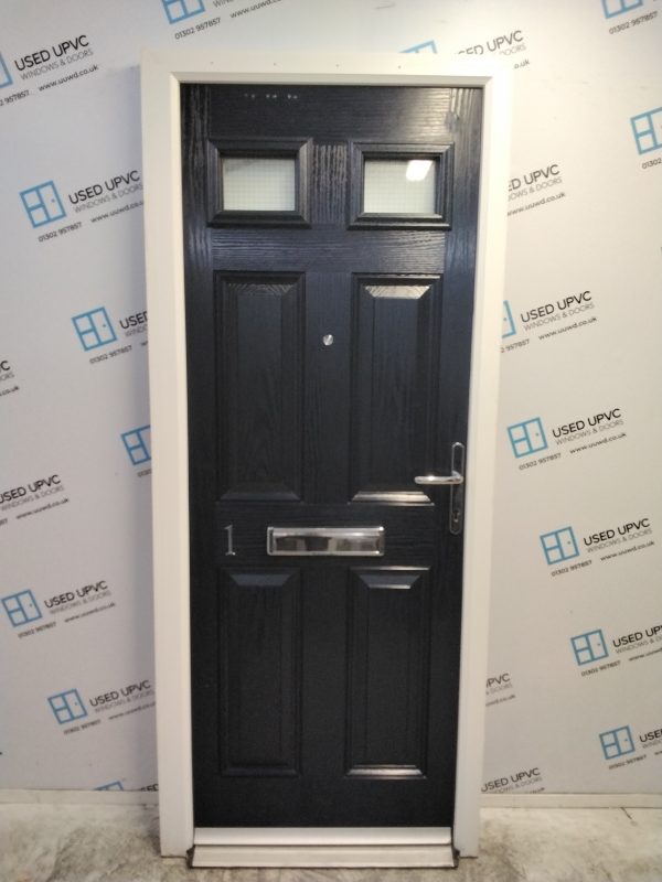 Used Dark Blue Composite Front Door 875mm x 2080mm (Reduce To 850mm x 2080mm) 0747