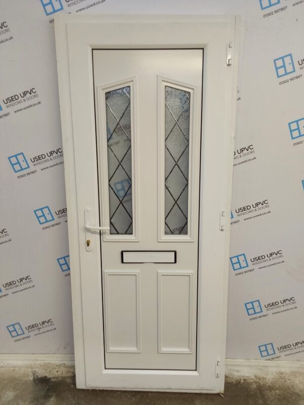 Used White Upvc Front Door 885mm x 2060mm (reduce to 835mm) C9D35 - Image 2