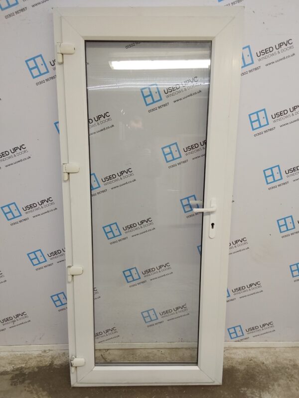 Used White Upvc Full Glass Back Door (outwards opening) 900mm x 2070mm 0268