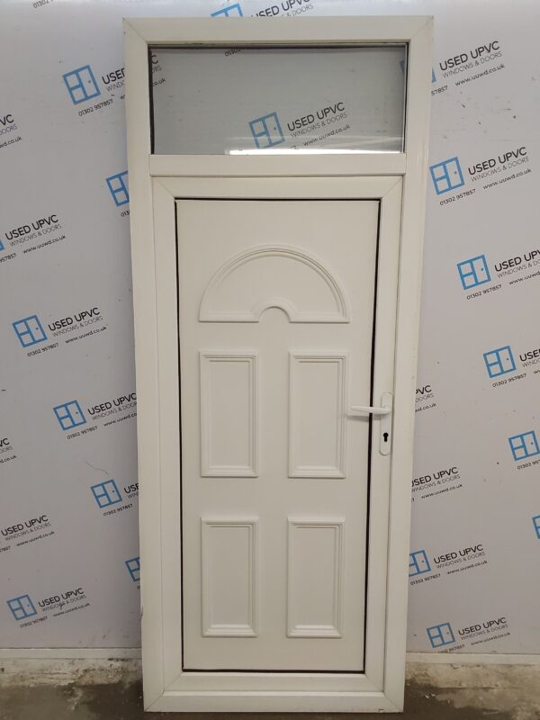 Used White Upvc Back Door And Toplight 920mm x 2290mm 0201