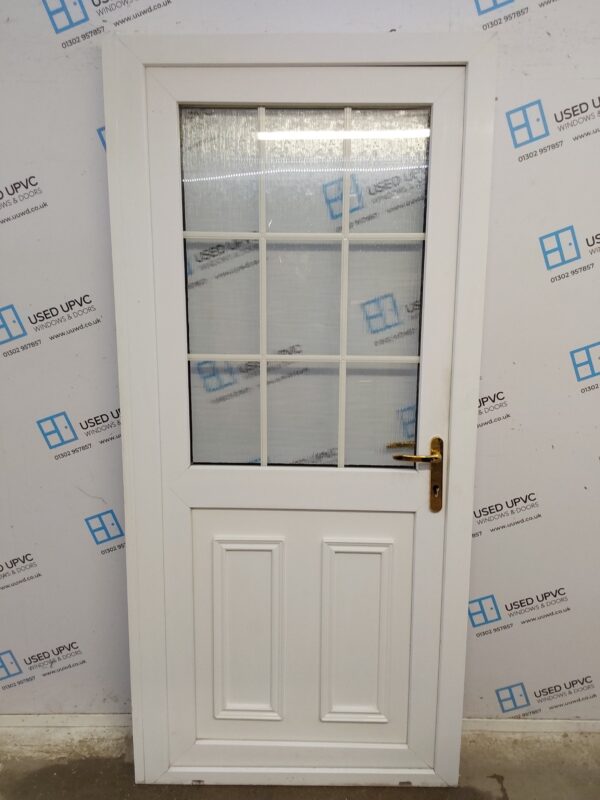 Used White Upvc Back Door 950mm x 2040mm (reduce to 920mm) C12D49