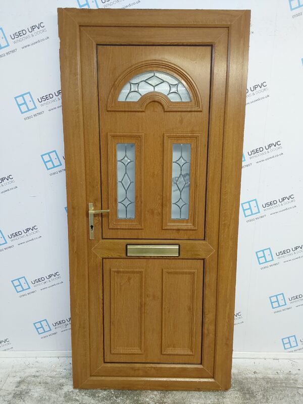 Used Oak Upvc Front Door 935mm x 2080mm (reduce to 885mm) 0706