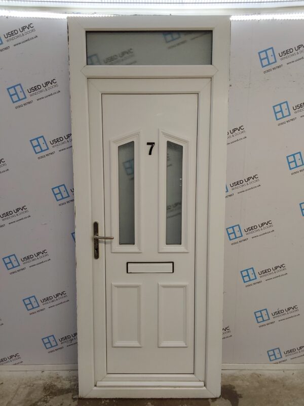 Used White Upvc Front Door And Toplight 930mm x 2360mm (reduce to 880mm) 0369