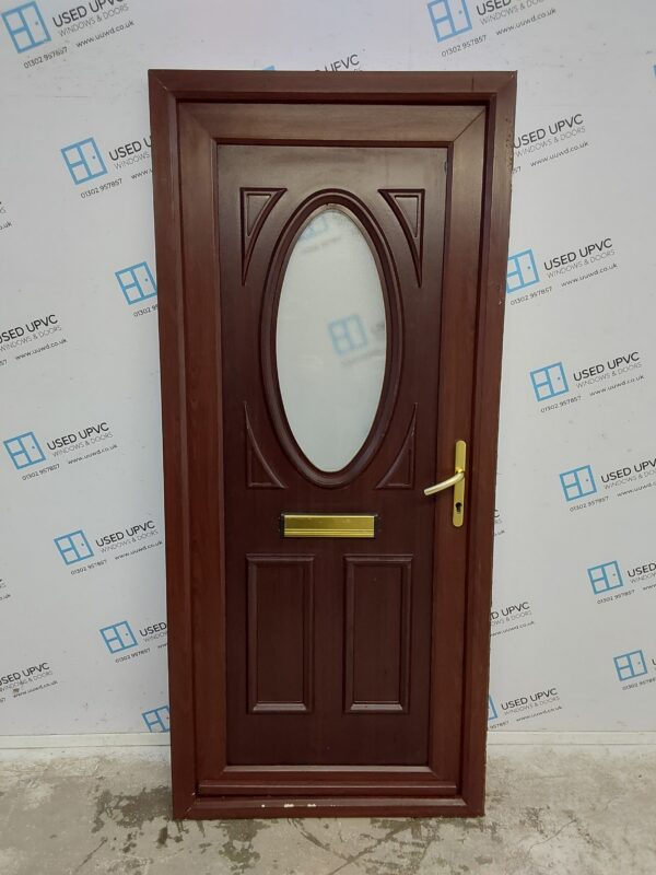 Used Rosewood Upvc Front Door 900mm x 2020mm 0690