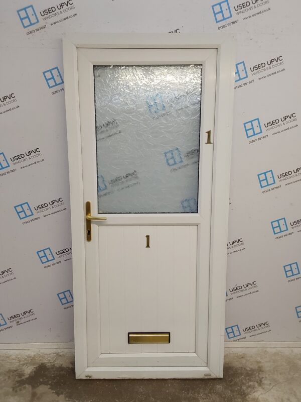 Used White Upvc Front Door 920mm x 2030mm (Reduce To 895mm) 0189