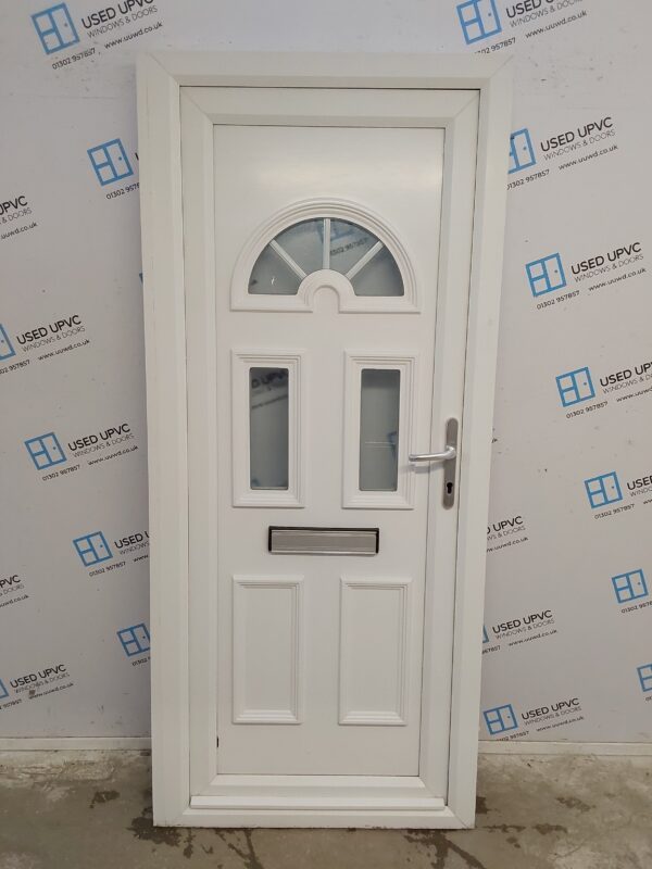 Used White Upvc Front Door 910mm x 2060mm (Reduce To 885mm) 0607