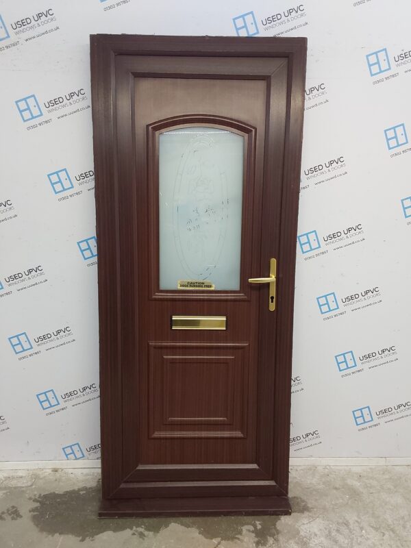 Used Woodgrain Upvc Front Door 890mm x 2090mm (Reduce To 860mm) C6059
