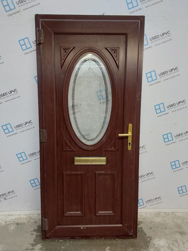 Used Rosewood Upvc Front Door (Outwards Opening) 925mm x 2045mm C8D16