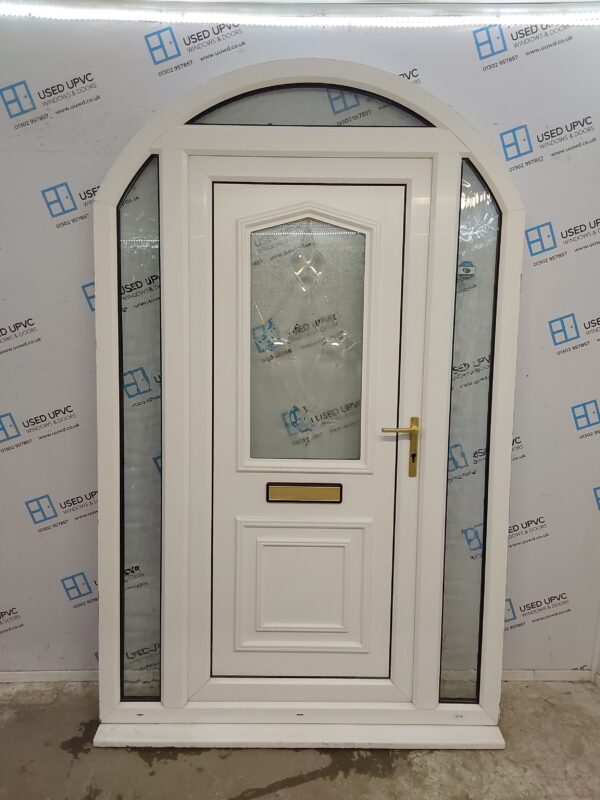Used White Upvc Front Door With Side Panels And Toplight 1390mm x 2245mm DS009