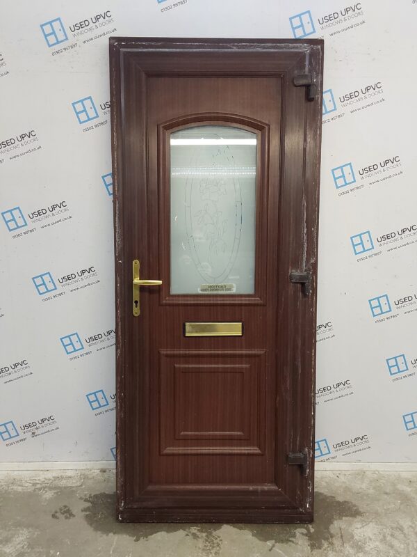 Used Woodgrain Upvc Front Door 890mm x 2090mm (Reduce To 860mm) C6059 - Image 2