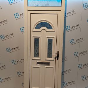 Used White Upvc Front Door And Toplight 840mm x 2370mm 0233