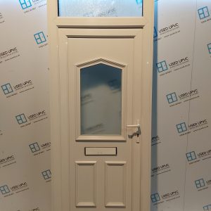 Used White Upvc Front Door And Toplight 920mm x 2410mm (Reduce To 880mm) 0027