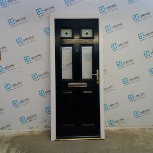 Used Black Composite Front Door 885mm x 2070mm (Reduce To 875mm) 0233