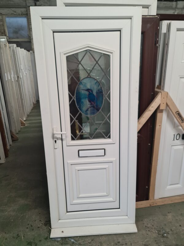 Used white upvc front door 880mm x 2080mm (0328)