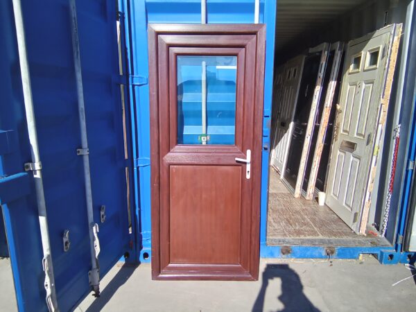 Used Upvc Rosewood Stable Back Door 895mm x 2065mm C9D31