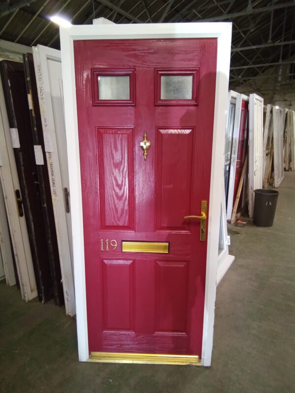 Used Red Composite Front Door 905mm x 2085mm 0237