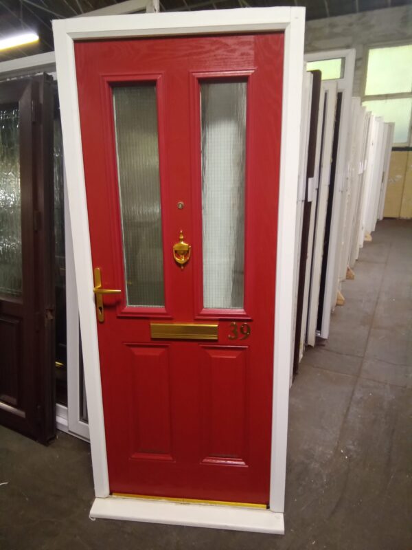 Used Red Composite Front Door 910mm x 2115mm 0747