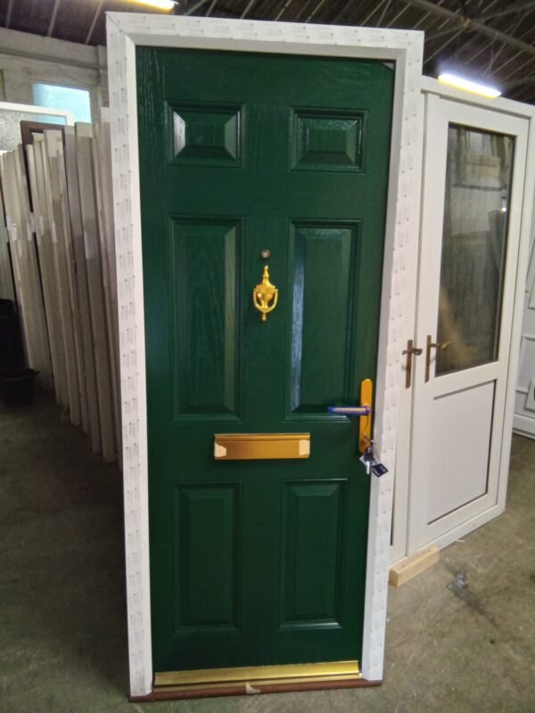 Brand New Green Composite Front Fire Door 860mm x 2085mm COMP 12