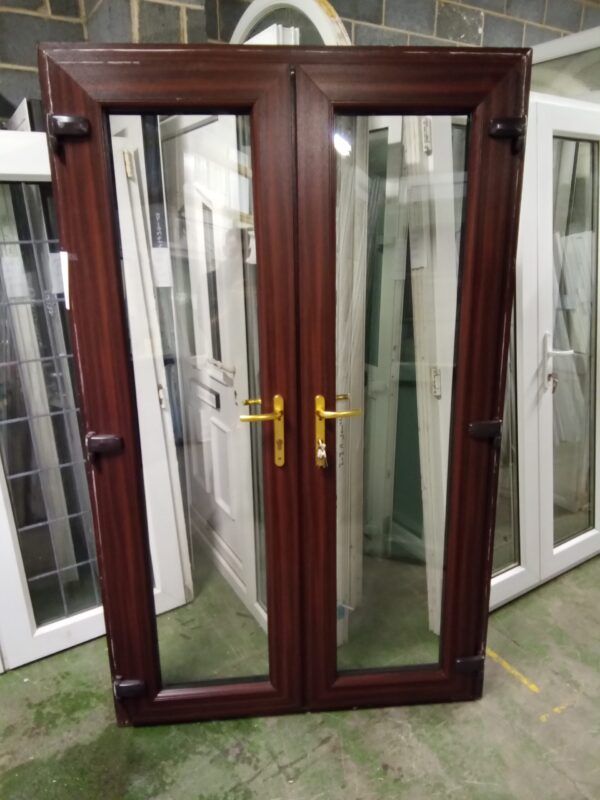 Used Woodgrain Upvc French Doors 1255mm x 2020mm EA11 - Image 2