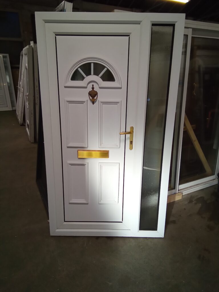 Used White Upvc Front Door And Side 1170mm x 2030mm DS08 Used UPVC