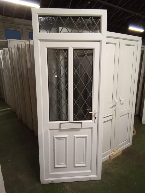Used White Upvc Front Door And Toplight 870mm x 2265mm 0265