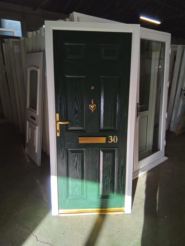 Used Green Composite Front Door 890mm x 1995mm 0204