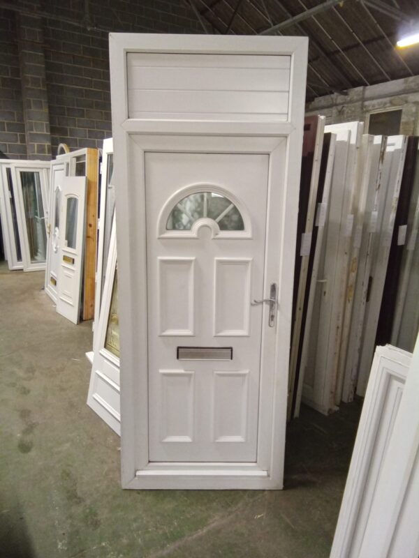 Used White Upvc Front Door And Toplight 920mm x 2375mm 0284