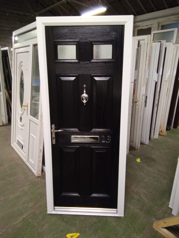 Used Black Composite Front Fire Door 880mm x 2080mm 0333