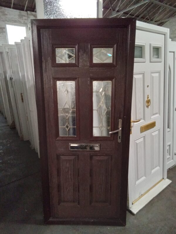 Used Brown Composite Front Door 900mm x 2065mm 0697