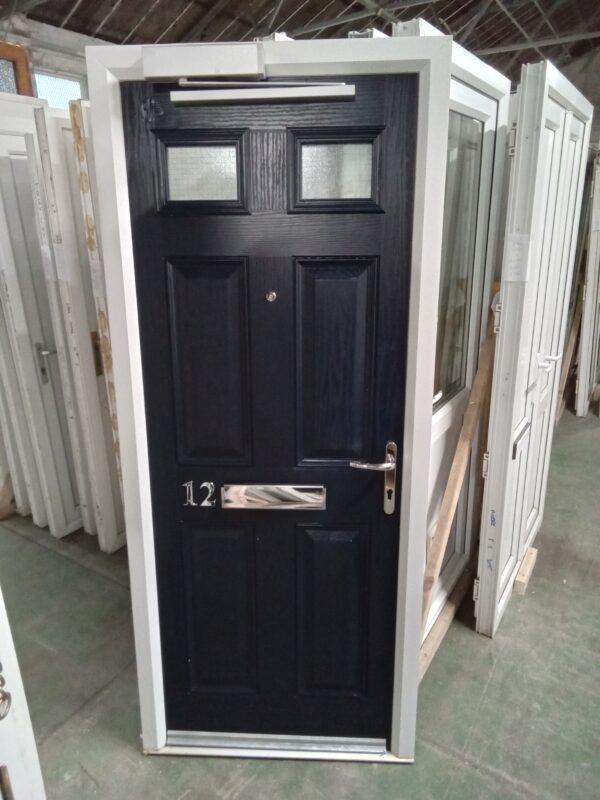 Used Blue Composite Front Fire Door 870mm x 2050mm 0305