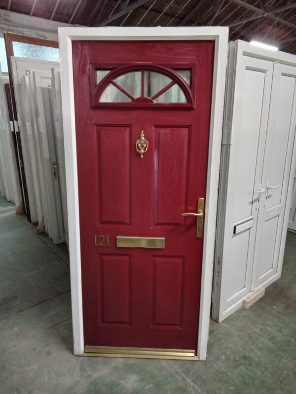 Used Red Composite Front Door 920mm x 2085mm 0289