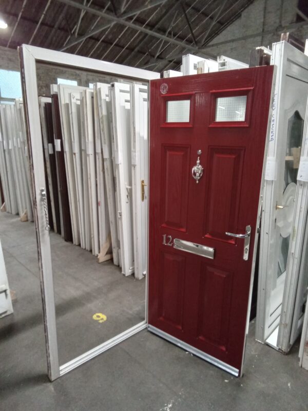 Used Red Composite Front Fire Door 900mm x 1965mm 0777 - Image 3