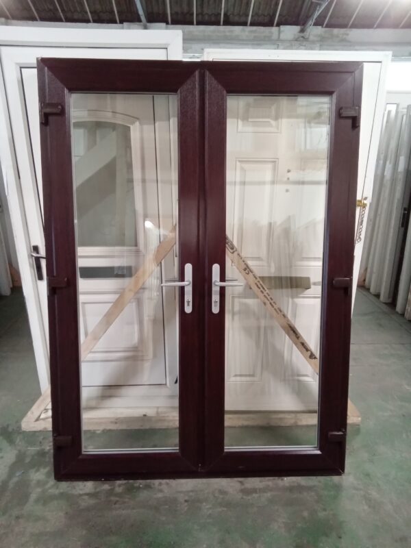 Used Rosewood Upvc French Doors 1500mm x 2045mm EA3