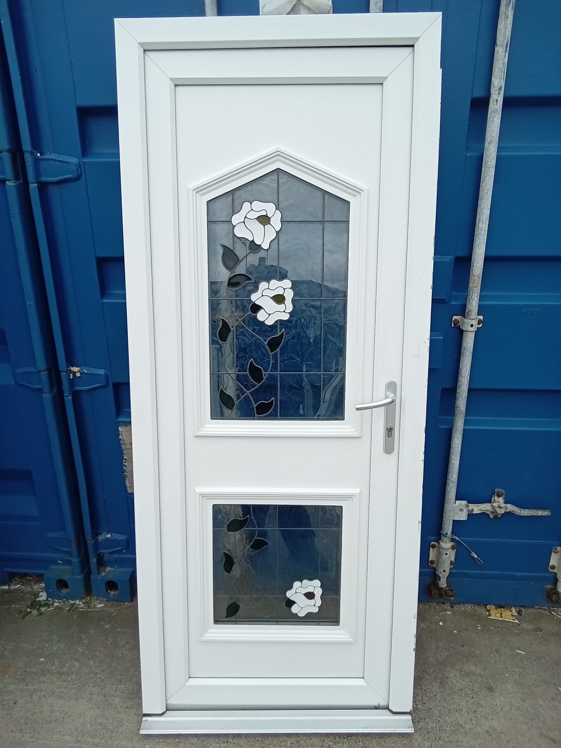 Used White Upvc Back Door 840mm x 2030mm C7D49 Used UPVC Windows & Doors