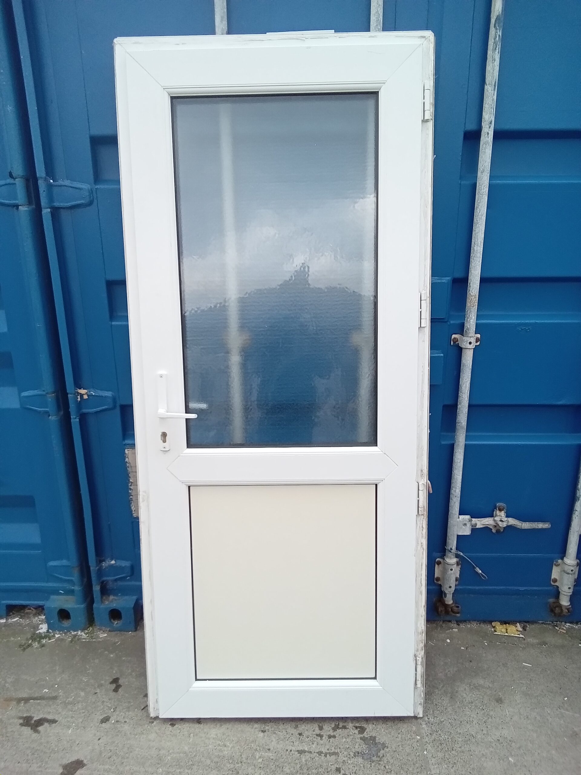 Used White Upvc Back Door 900mm x 2075mm C7D54 Used UPVC Windows & Doors