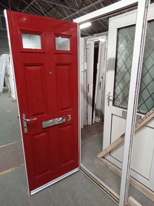Used red Composite Front Fire Door 865mm x 2060mm 0515 - Image 3