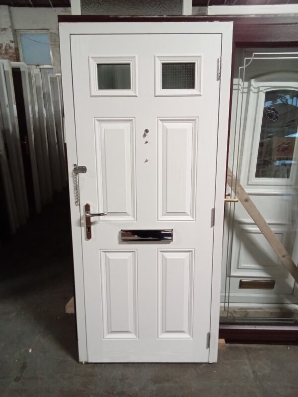 Used White Composite Front fire Door 890mm x 2005mm 0715 - Image 2