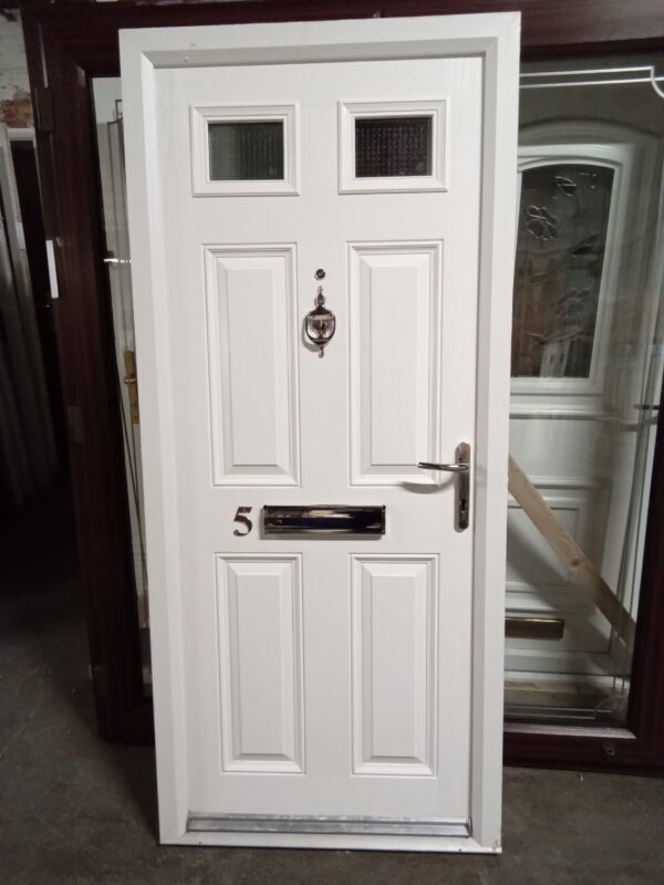 Used White Composite Front fire Door 890mm x 2005mm 0715