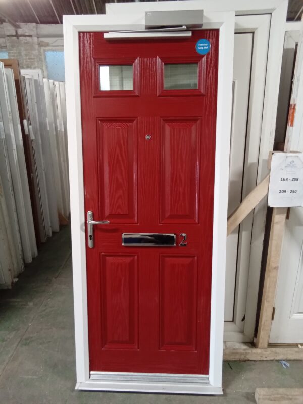 Used red Composite Front door 865mm x 2000mm 0228