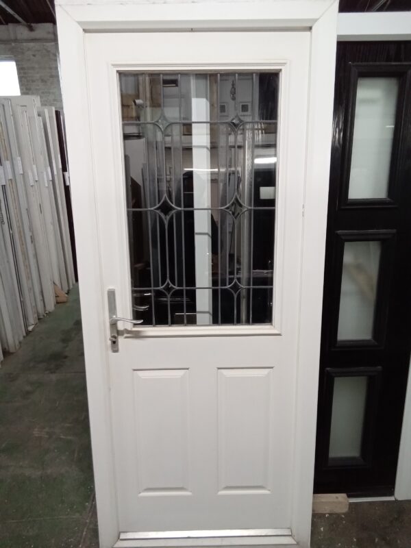 Used White Composite Back Door 890mm x 2085mm 0324