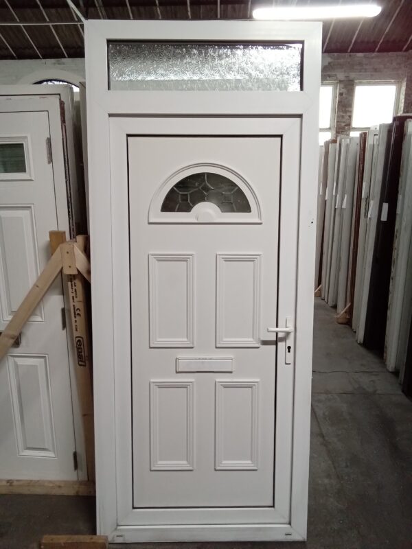 Used White Upvc Front Door And top light 975mm x 2300mm 0737